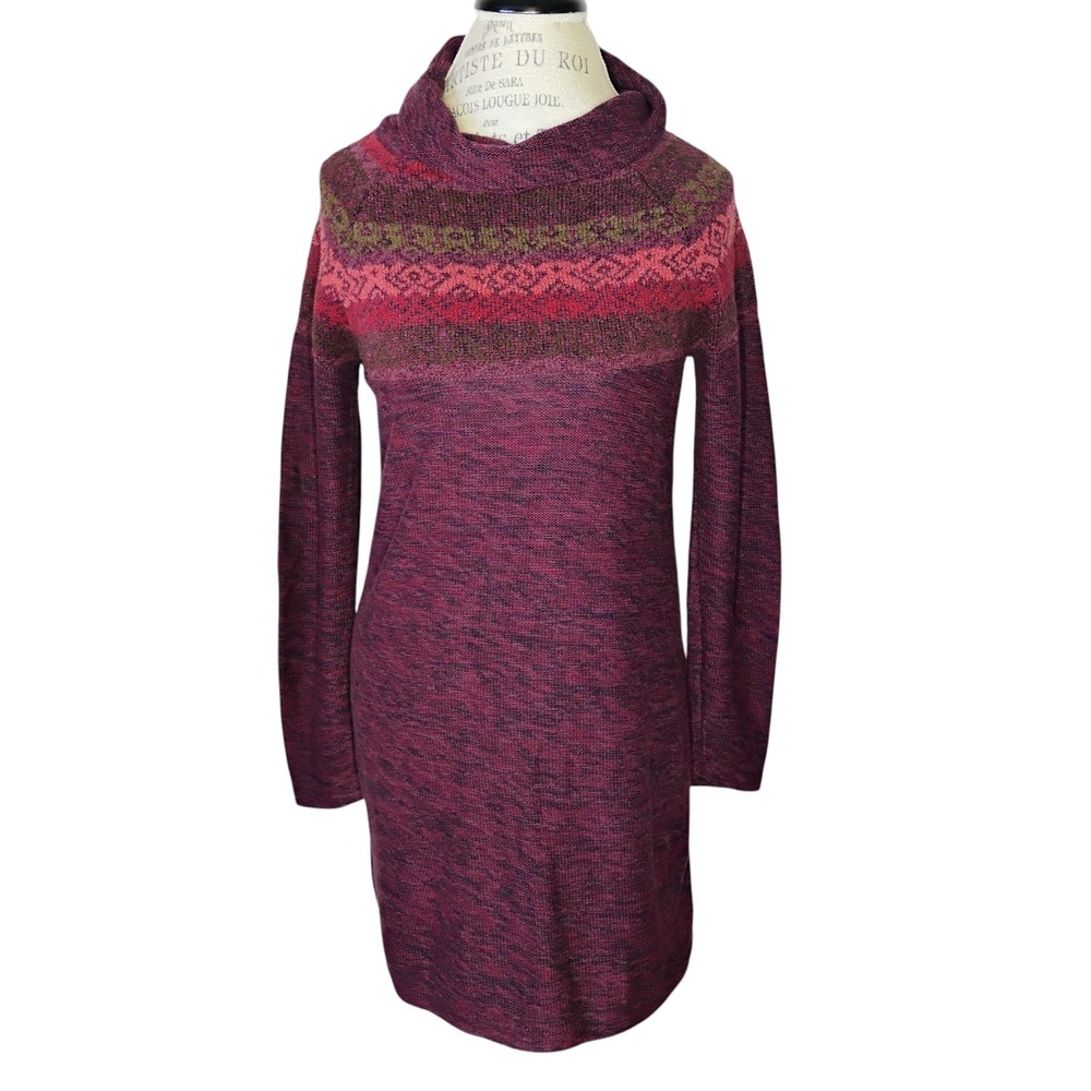 Peruvian Connection Borealis Turtleneck Sweater Dress Womens Small Pima Cotton
